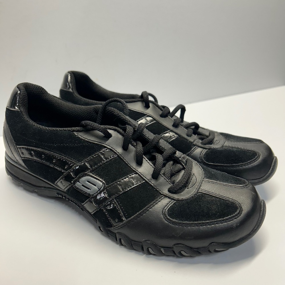 Skechers 21062 Sneakers Black Women 8.5 Leather Synthetic Y2K Sporty Casual